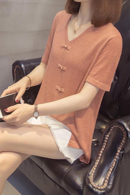 Size Knit Modern Cheongsam Top