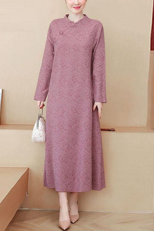 Plus Size Cheongsam Midi Dress