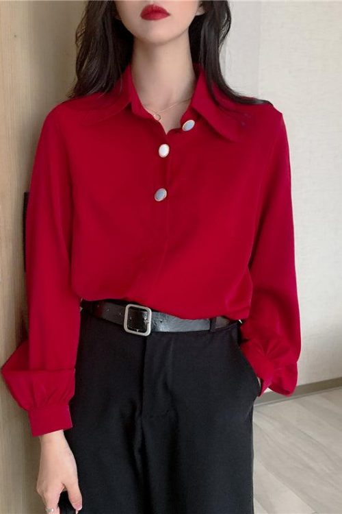 size buttons long sleeve shirt blouse