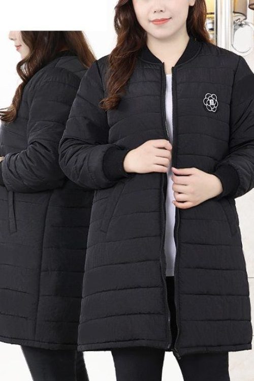 Plus Size Thick Padded Baseball Black Winter Jacket (EXTRA BIG SIZE)