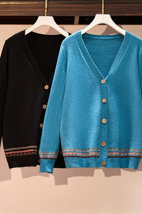 Plus Size Ethnic Thick Knit Cardigan