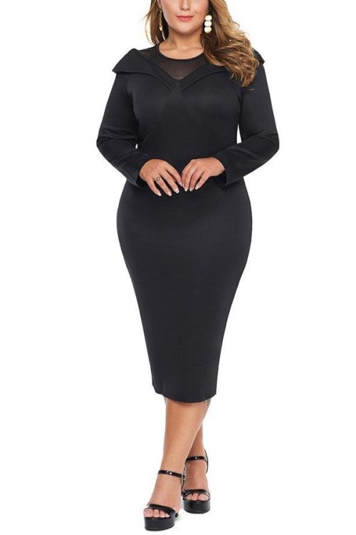 Size Cocktail Long Sleeve Dress